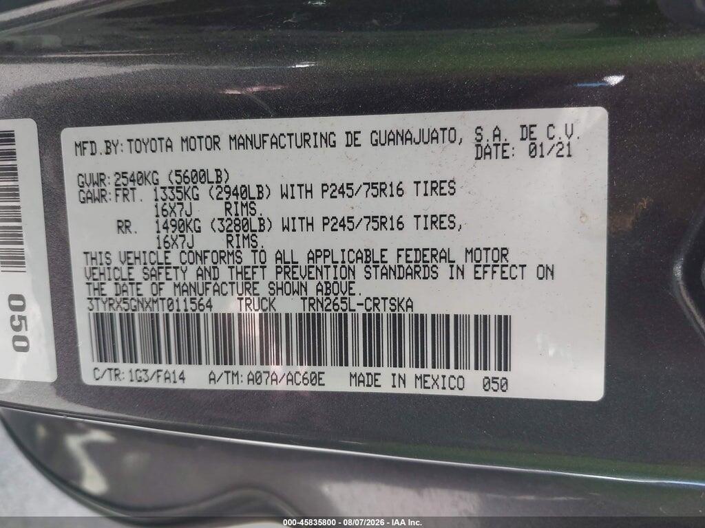 3TYRX5GNXMT011564 2021 TOYOTA TACOMA photo no. 9