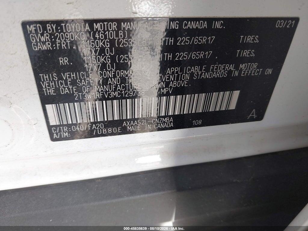 2T3W1RFV3MC129738 2021 TOYOTA RAV4 photo no. 9