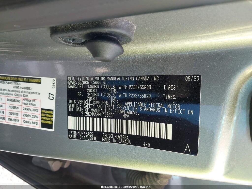 2T2HZMAA9MC185650 2021 LEXUS RX 350 photo no. 9