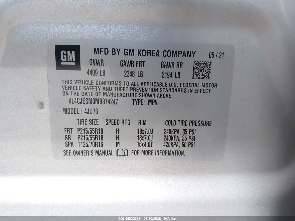 KL4CJESM0MB374247 2021 BUICK ENCORE photo no. 9
