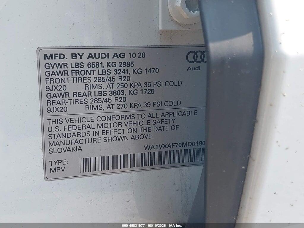 WA1VXAF70MD018034 2021 AUDI Q7 photo no. 9