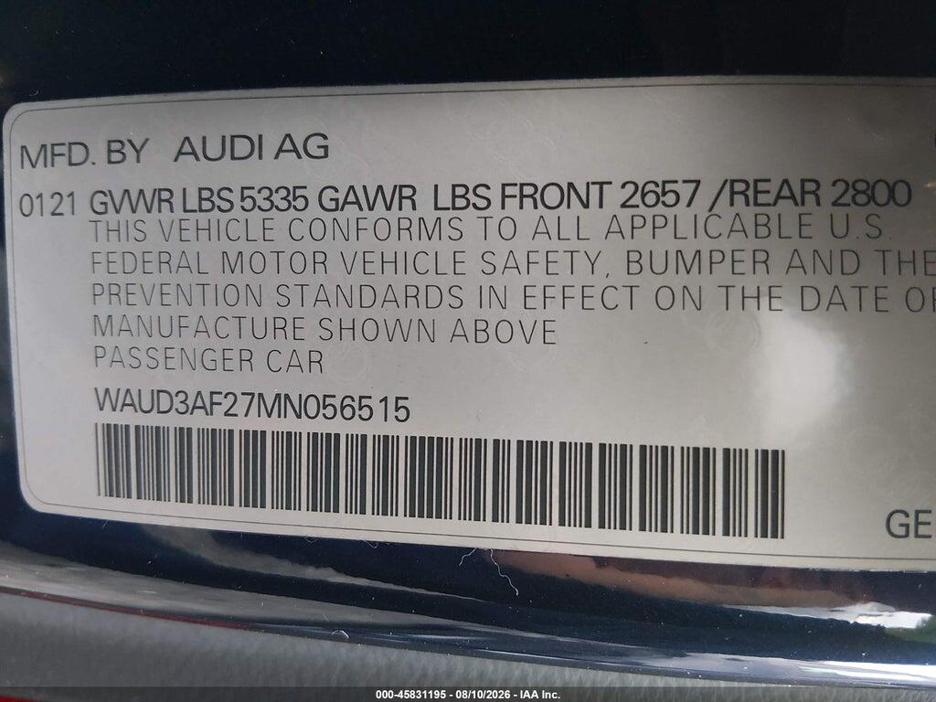 WAUD3AF27MN056515 2021 AUDI A6 photo no. 9