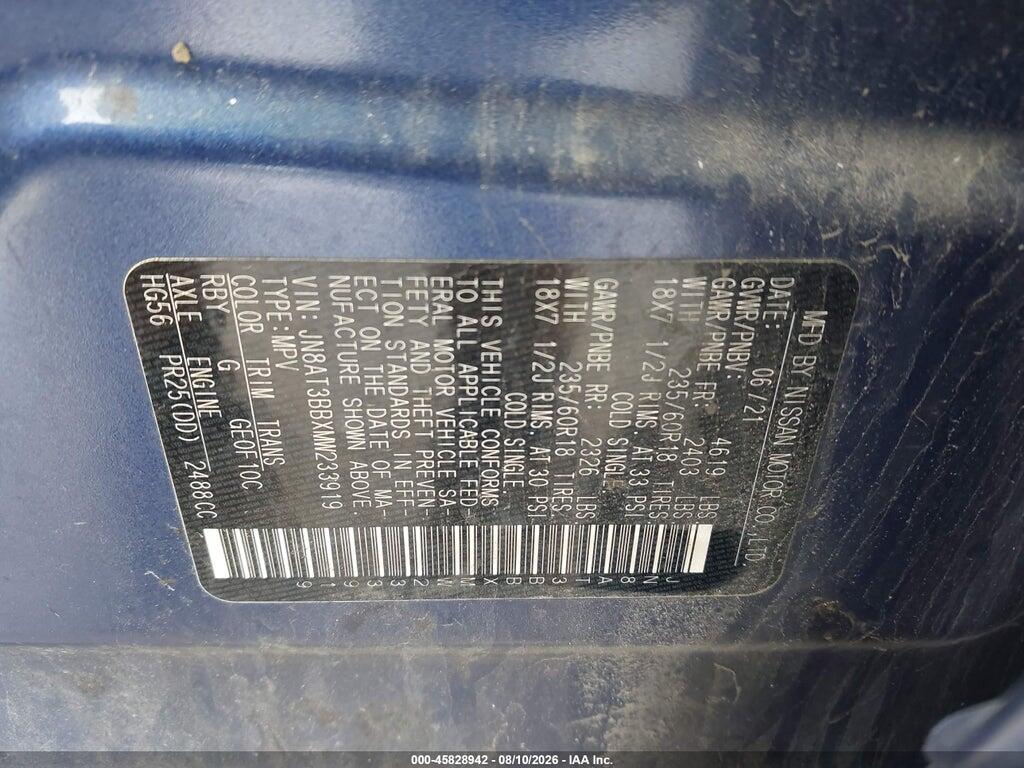 JN8AT3BBXMW233919 2021 NISSAN ROGUE photo no. 9