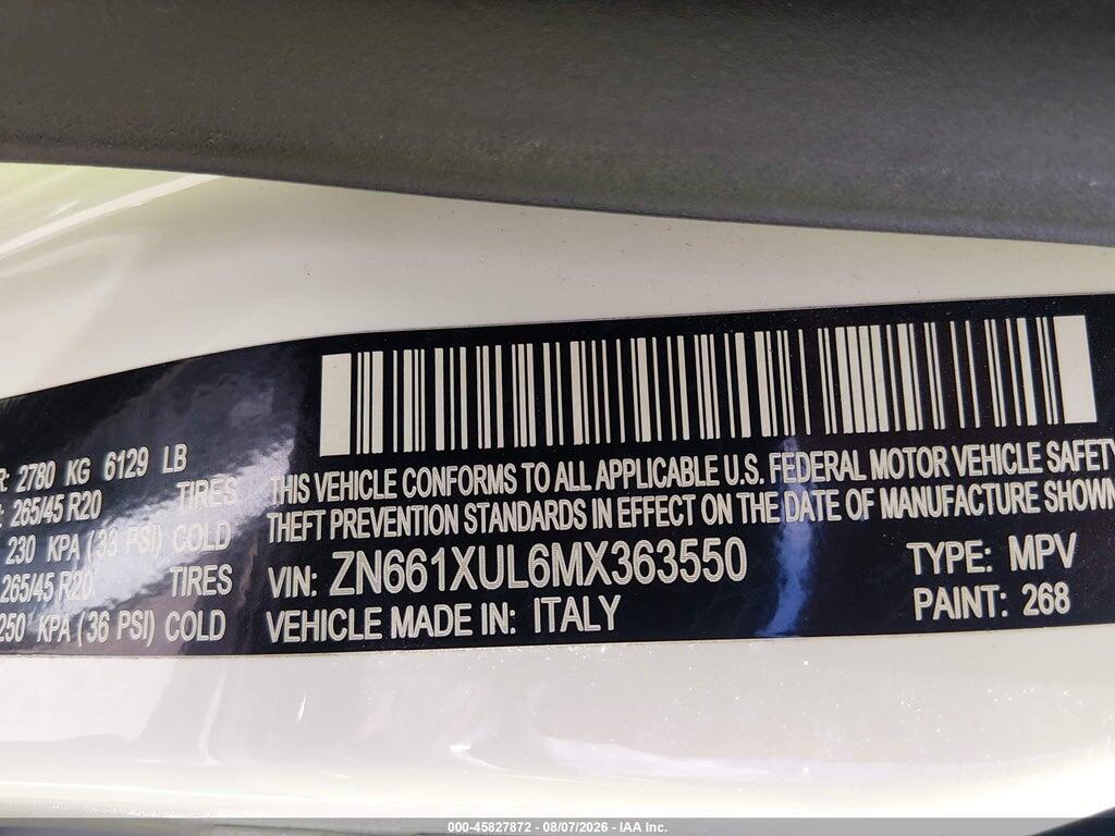 ZN661XUL6MX363550 2021 MASERATI LEVANTE photo no. 9