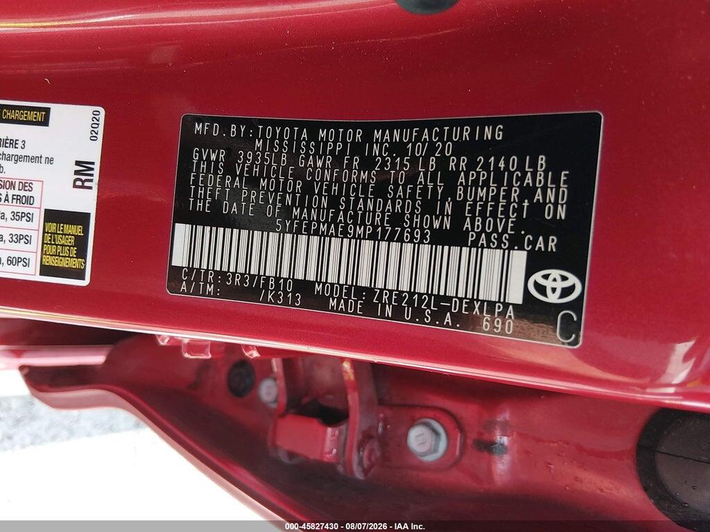5YFEPMAE9MP177693 2021 TOYOTA COROLLA photo no. 9