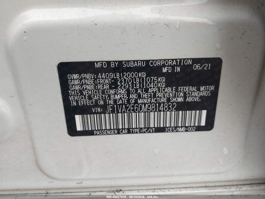 JF1VA2E60M9814832 2021 SUBARU WRX STI photo no. 9