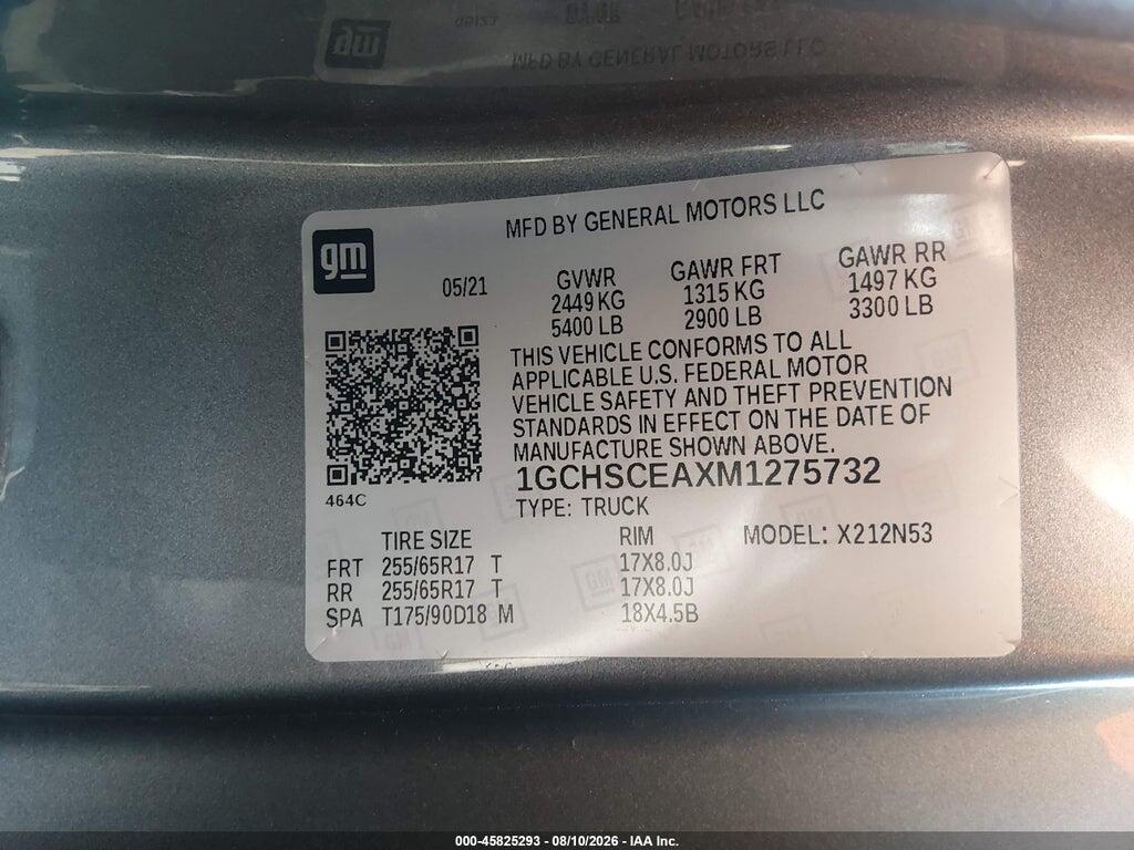 1GCHSCEAXM1275732 2021 CHEVROLET COLORADO photo no. 9
