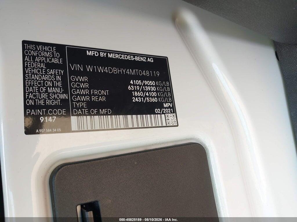 W1W4DBHY4MT048119 2021 MERCEDES-BENZ SPRINTER 2500 photo no. 9