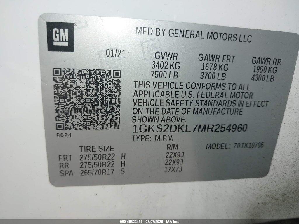 1GKS2DKL7MR254960 2021 GMC YUKON photo no. 9