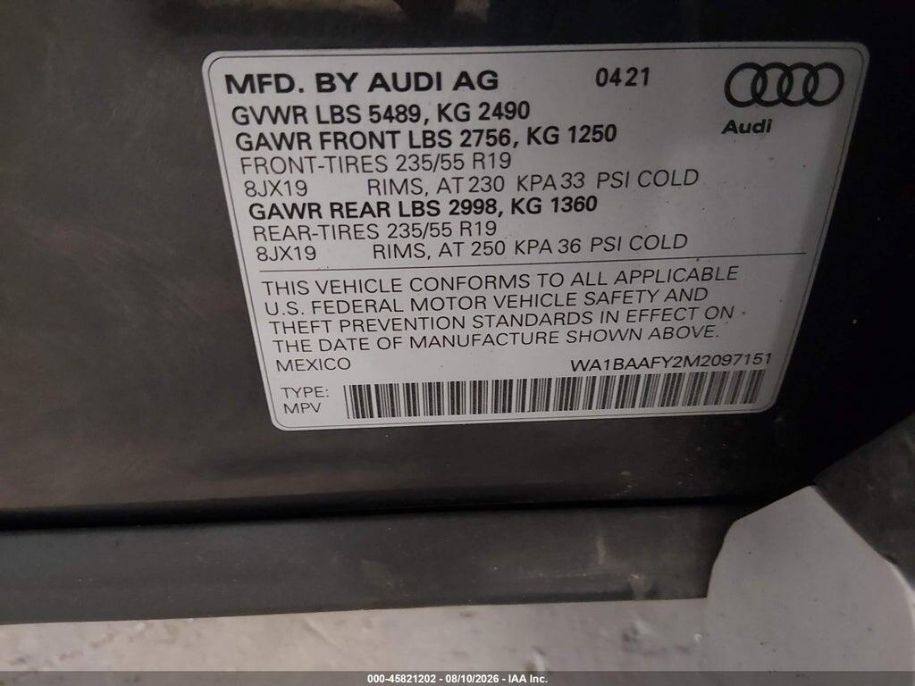 WA1BAAFY2M2097151 2021 AUDI Q5 photo no. 9