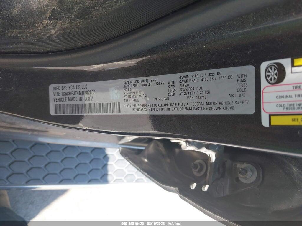 1C6SRFJT4MN782653 2021 RAM 1500 photo no. 9