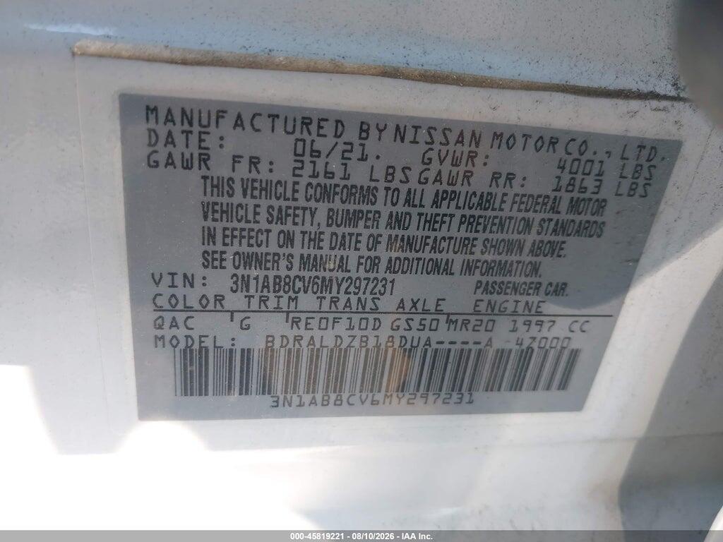 3N1AB8CV6MY297231 2021 NISSAN SENTRA photo no. 9