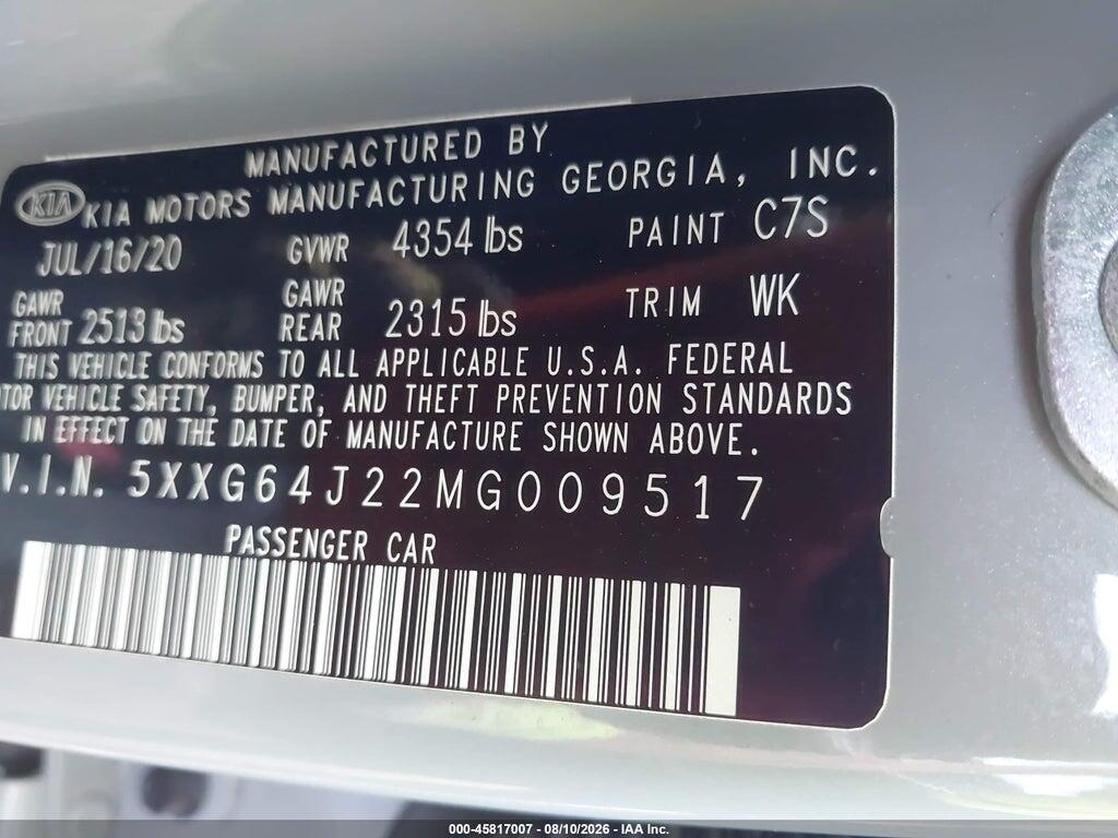 5XXG64J22MG009517 2021 KIA K5 photo no. 9