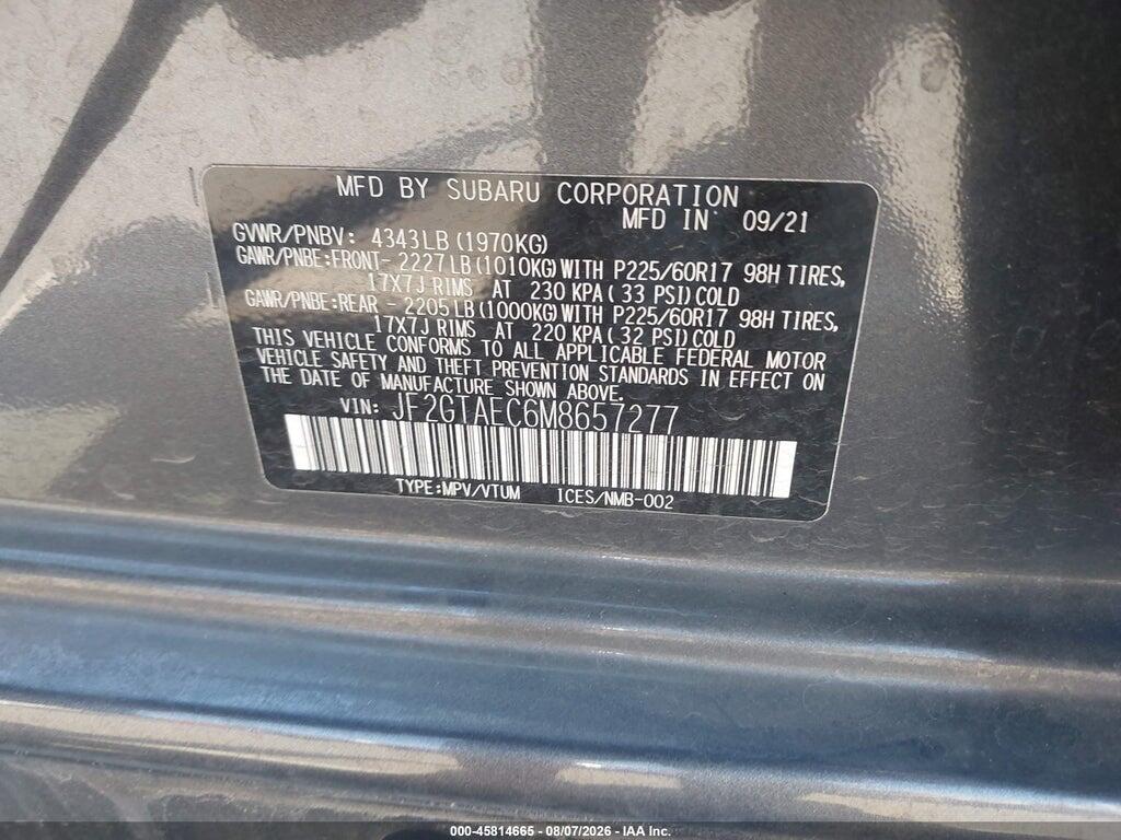 JF2GTAEC6M8657277 2021 SUBARU CROSSTREK photo no. 9
