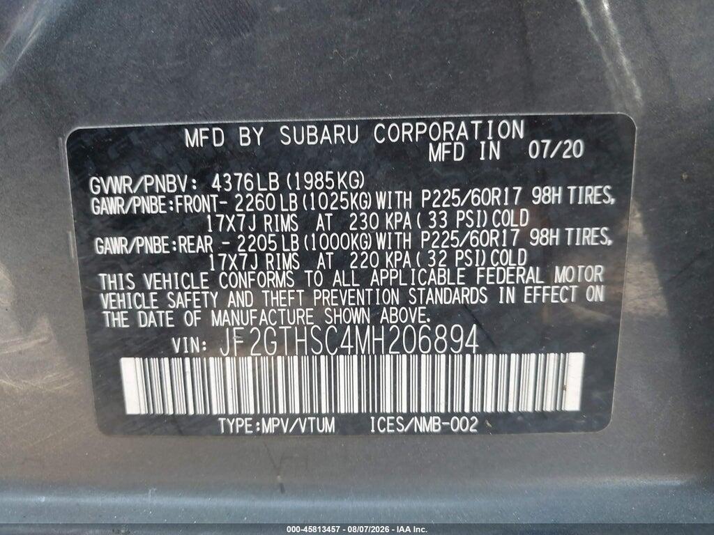 JF2GTHSC4MH206894 2021 SUBARU CROSSTREK photo no. 9