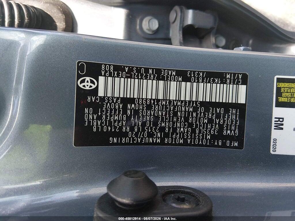 5YFEPMAEXMP148980 2021 TOYOTA COROLLA photo no. 9