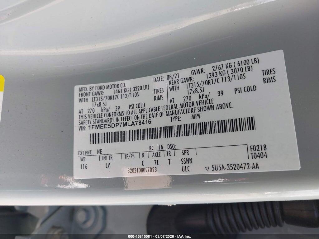 1FMEE5DP7MLA78416 2021 FORD BRONCO photo no. 9