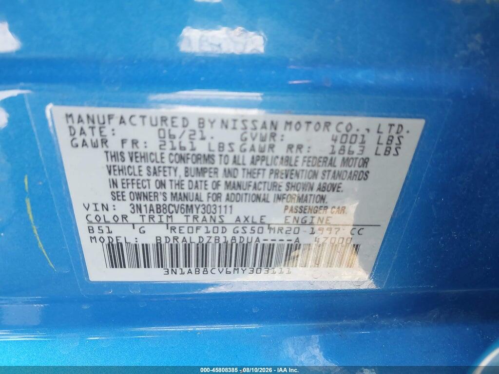 3N1AB8CV6MY303111 2021 NISSAN SENTRA photo no. 9