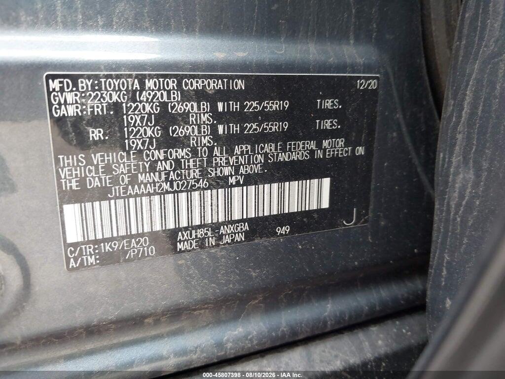 JTEAAAAH2MJ027546 2021 TOYOTA VENZA photo no. 9
