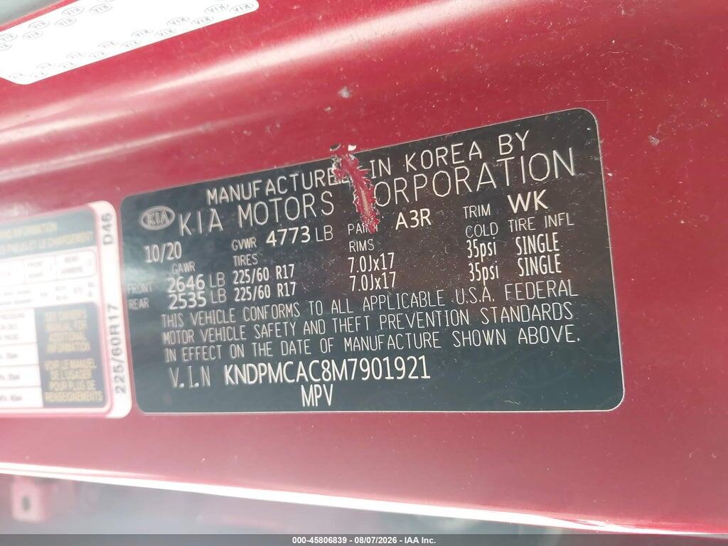 KNDPMCAC8M7901921 2021 KIA SPORTAGE photo no. 9