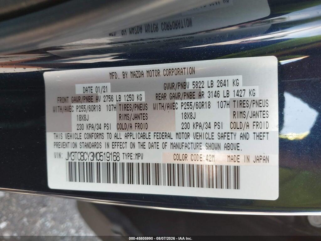 JM3TCBCY3M0519168 2021 MAZDA CX-9 photo no. 9