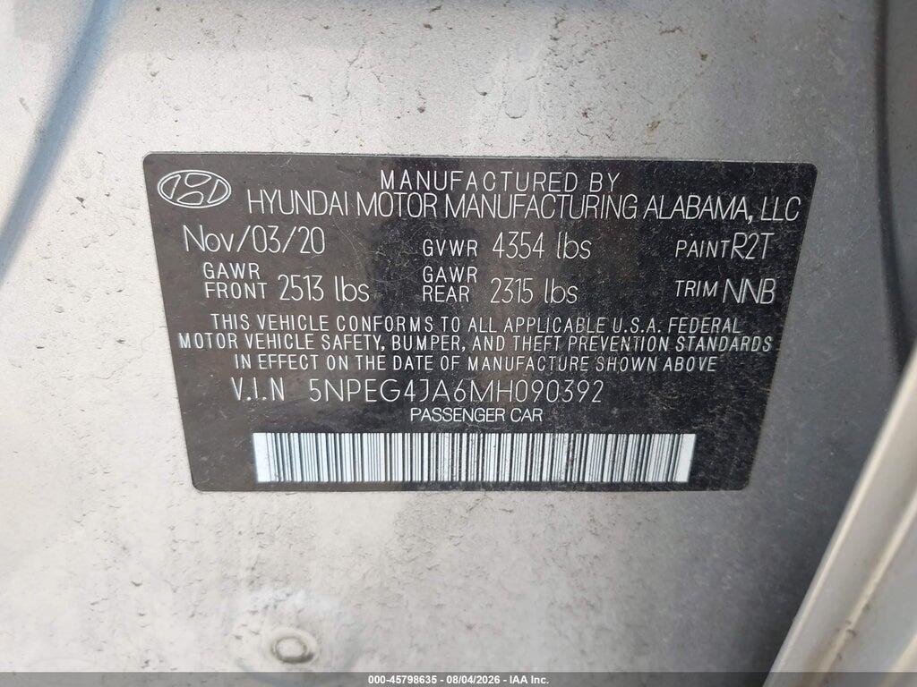 5NPEG4JA6MH090392 2021 HYUNDAI SONATA photo no. 9