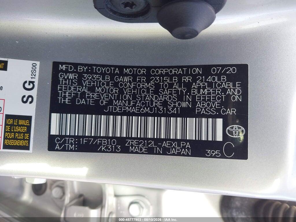 JTDEPMAE6MJ131341 2021 TOYOTA COROLLA photo no. 9