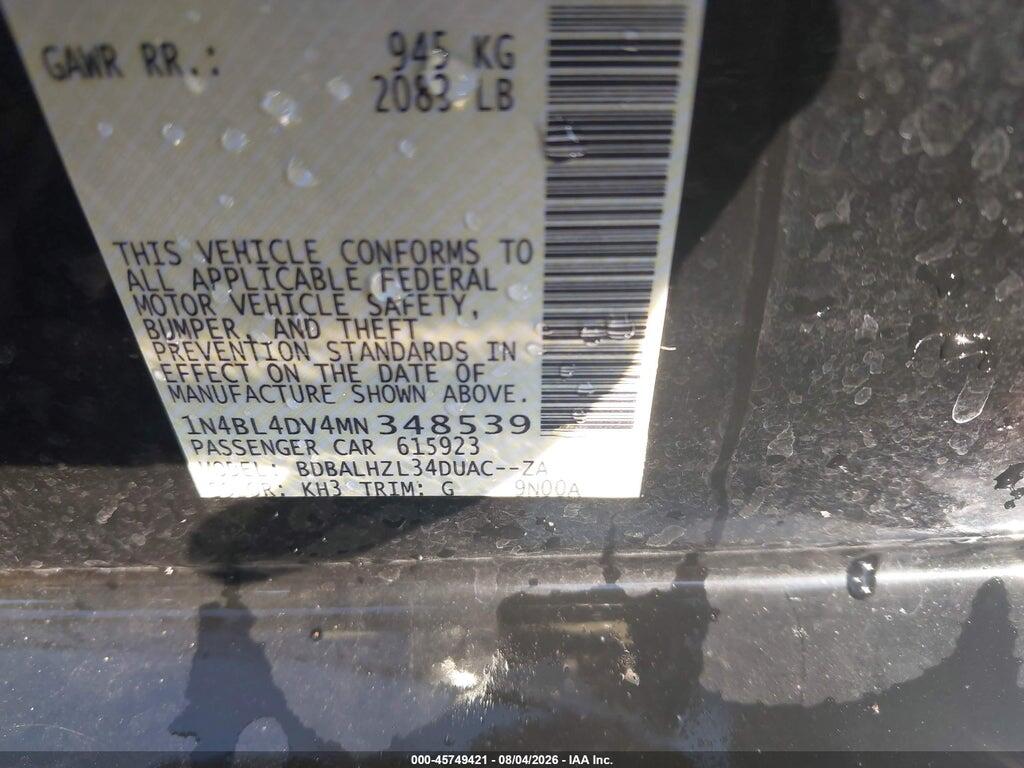 1N4BL4DV4MN348539 2021 NISSAN ALTIMA photo no. 9