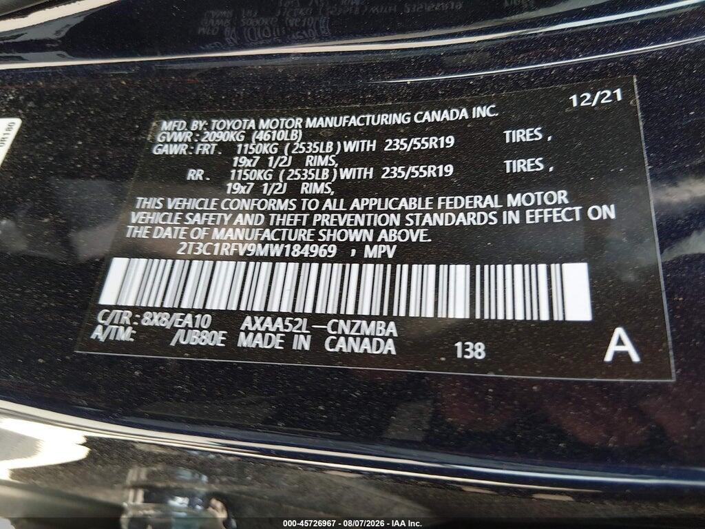 2T3C1RFV9MW184969 2021 TOYOTA RAV4 photo no. 9