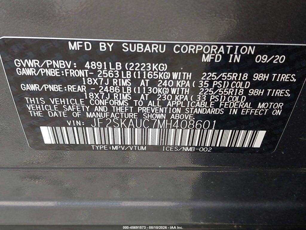 JF2SKAUC7MH408601 2021 SUBARU FORESTER photo no. 9
