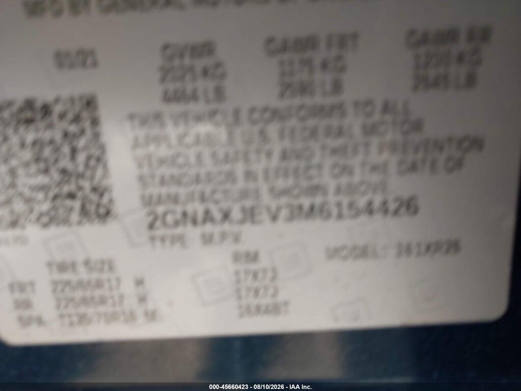2GNAXJEV3M6154426 2021 CHEVROLET EQUINOX photo no. 9