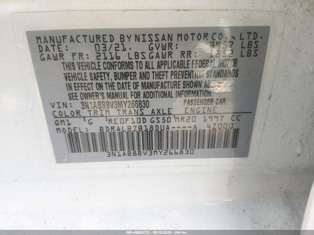 3N1AB8BV3MY266830 2021 NISSAN SENTRA photo no. 9