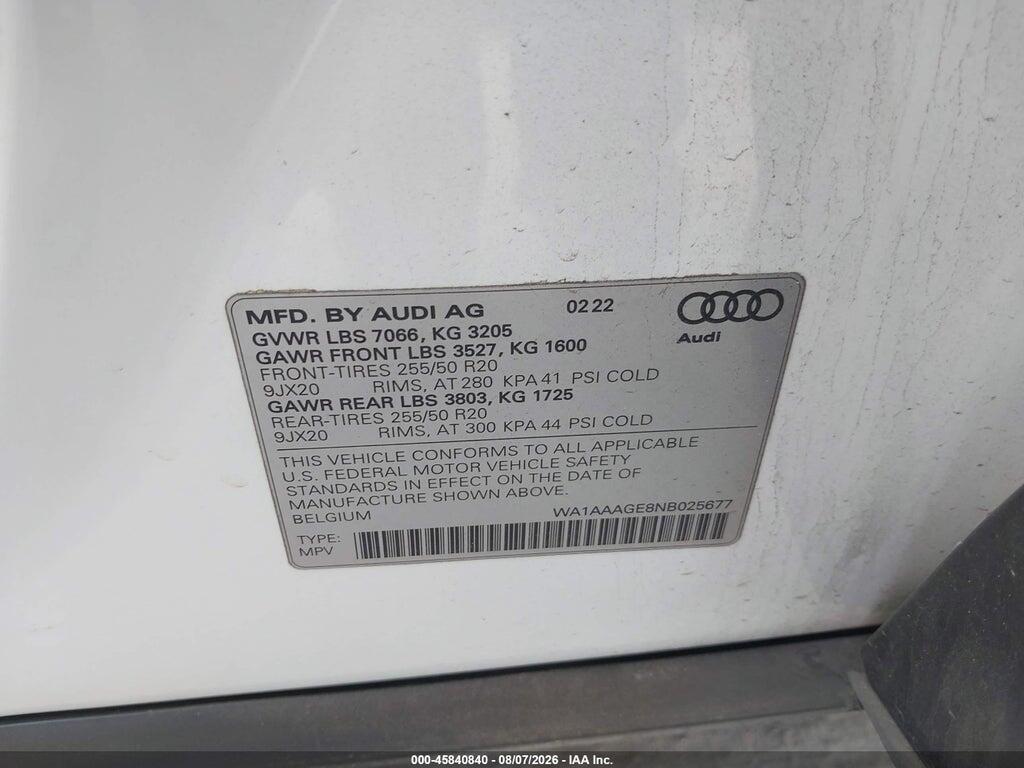WA1AAAGE8NB025677 2022 AUDI E-TRON photo no. 9