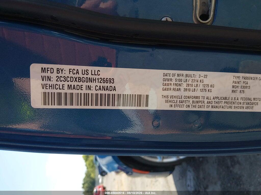 2C3CDXBG0NH126693 2022 DODGE CHARGER photo no. 9
