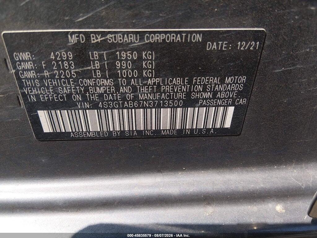 4S3GTAB67N3713500 2022 SUBARU IMPREZA photo no. 9
