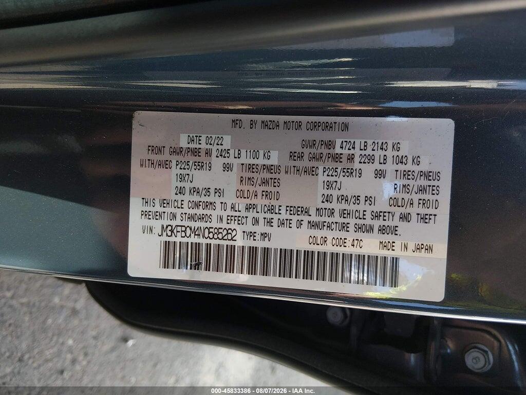 JM3KFBCM4N0585262 2022 MAZDA CX-5 photo no. 9