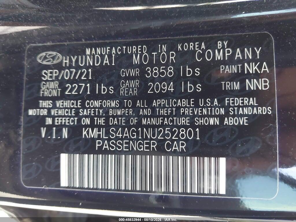 KMHLS4AG1NU252801 2022 HYUNDAI ELANTRA photo no. 9