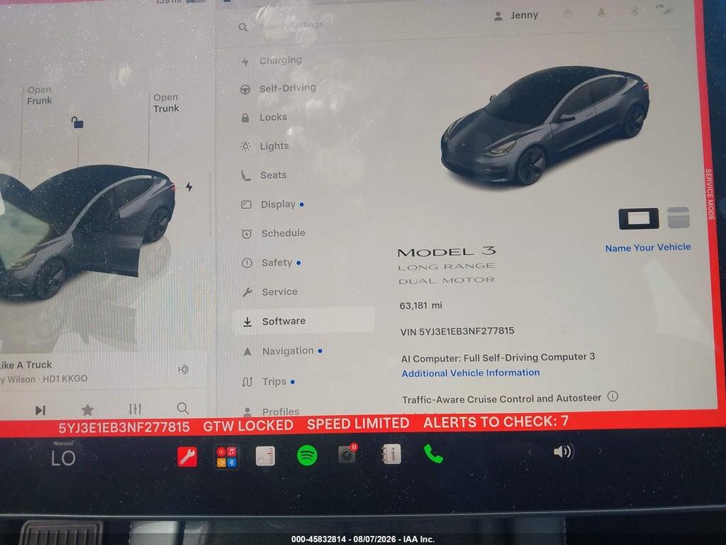5YJ3E1EB3NF277815 2022 TESLA MODEL 3 photo no. 7