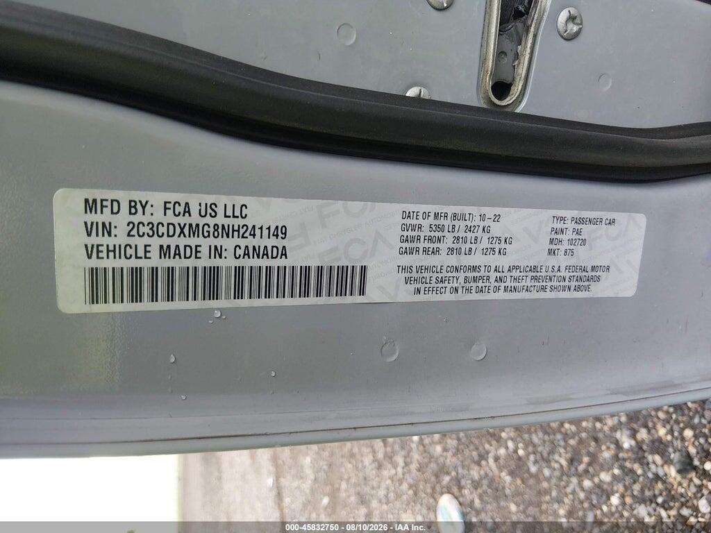 2C3CDXMG8NH241149 2022 DODGE CHARGER photo no. 9
