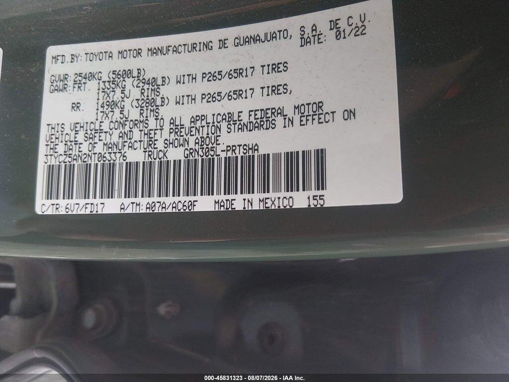 3TYCZ5AN2NT063376 2022 TOYOTA TACOMA photo no. 9