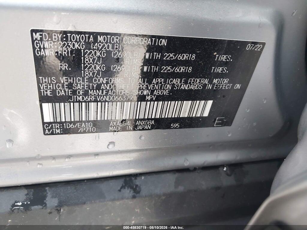 JTMD6RFV6ND066379 2022 TOYOTA RAV4 HYBRID photo no. 9