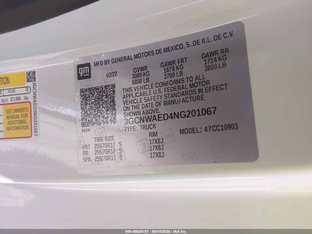 3GCNWAED4NG201067 2022 CHEVROLET SILVERADO 1500 LTD photo no. 9