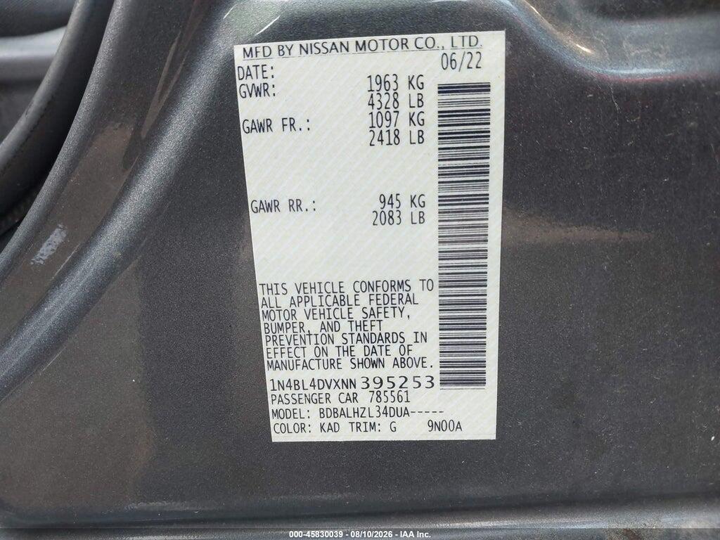 1N4BL4DVXNN395253 2022 NISSAN ALTIMA photo no. 9
