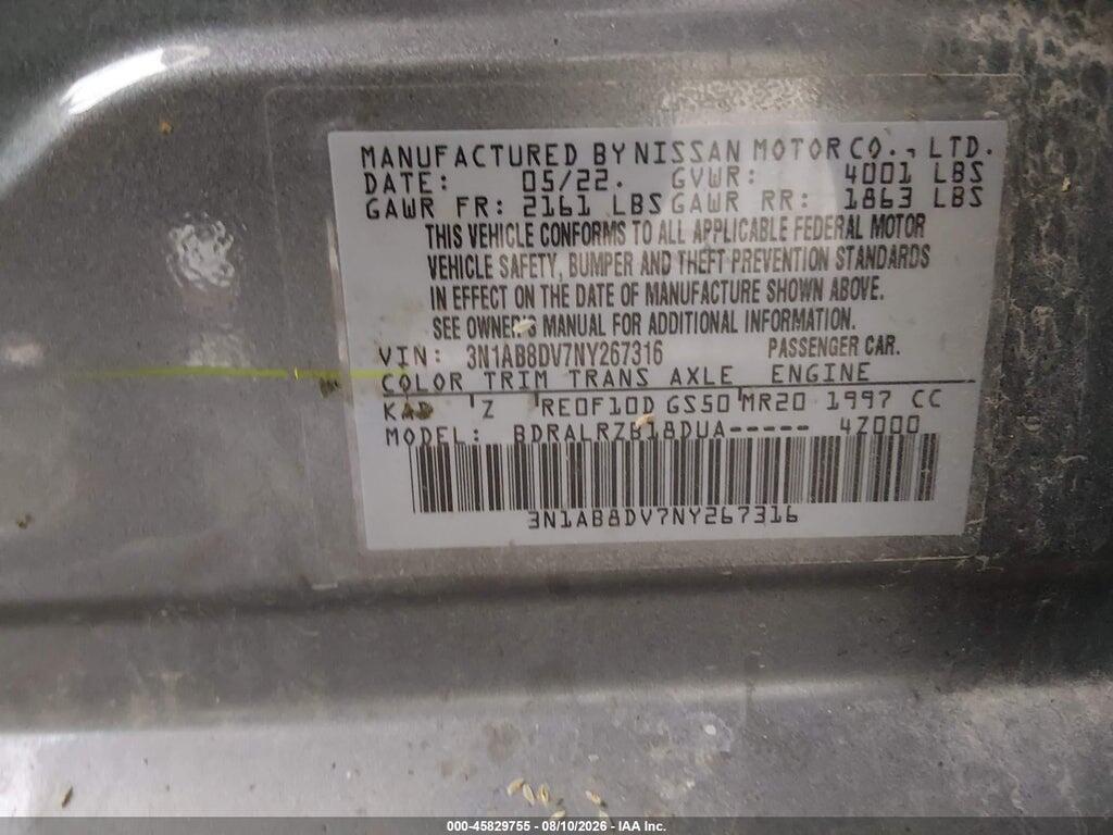 3N1AB8DV7NY267316 2022 NISSAN SENTRA photo no. 9