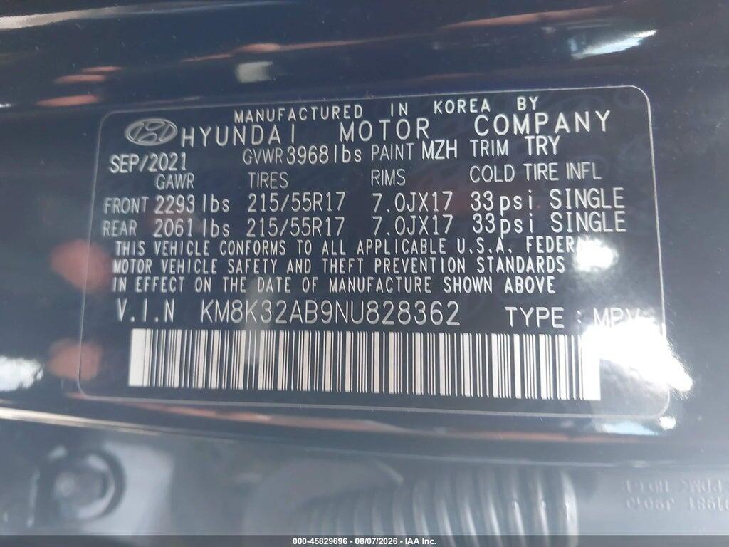 KM8K32AB9NU828362 2022 HYUNDAI KONA photo no. 9