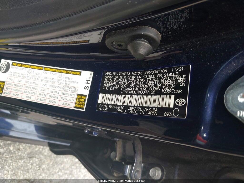 JTDEAMDE4NJ047128 2022 TOYOTA COROLLA photo no. 9