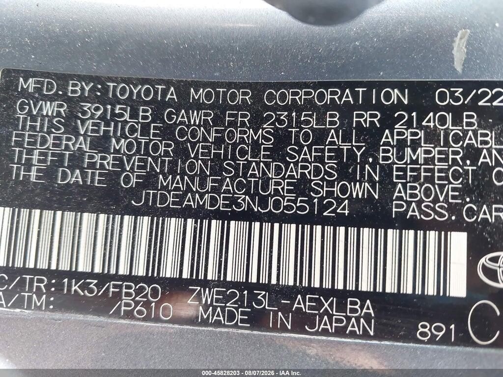 JTDEAMDE3NJ055124 2022 TOYOTA COROLLA photo no. 9