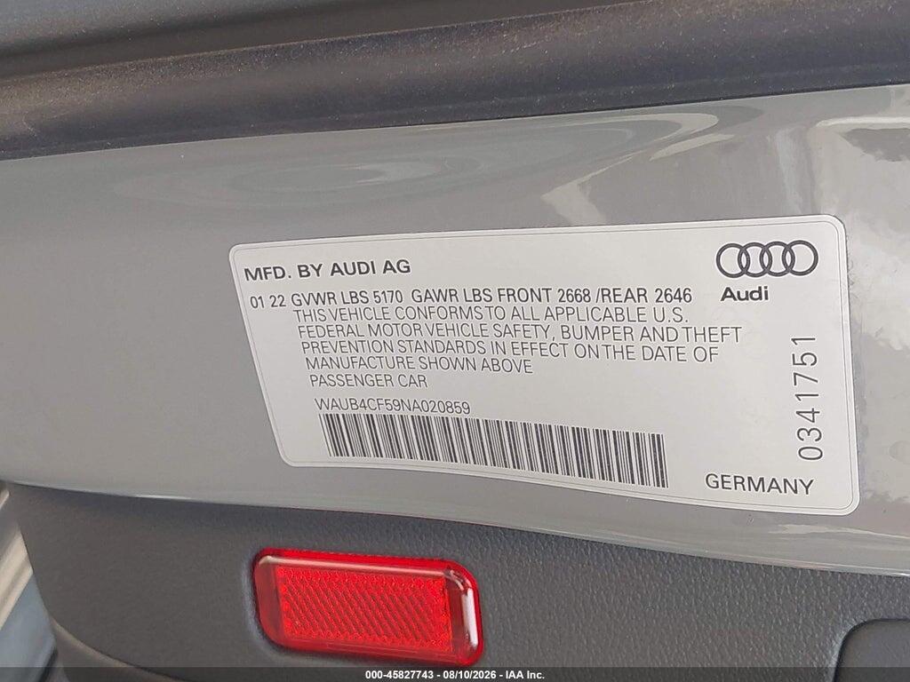 WAUB4CF59NA020859 2022 AUDI S5 SPORTBACK photo no. 9