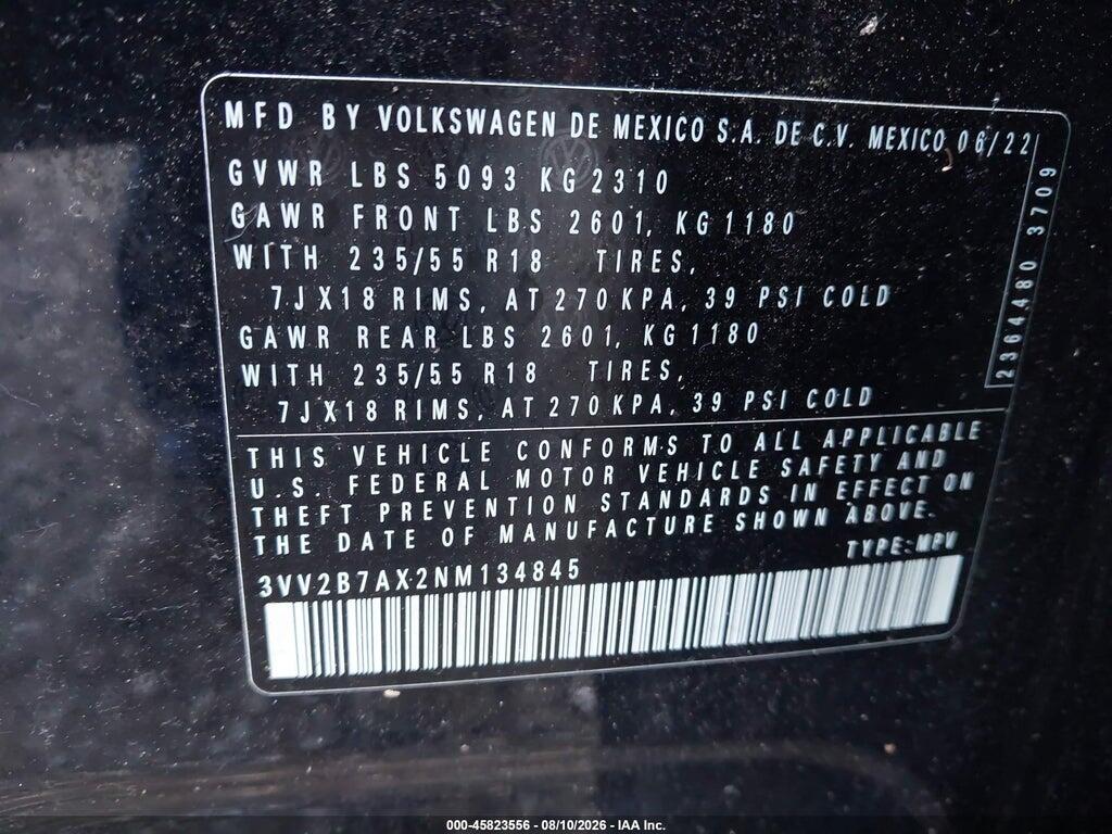 3VV2B7AX2NM134845 2022 VOLKSWAGEN TIGUAN photo no. 9