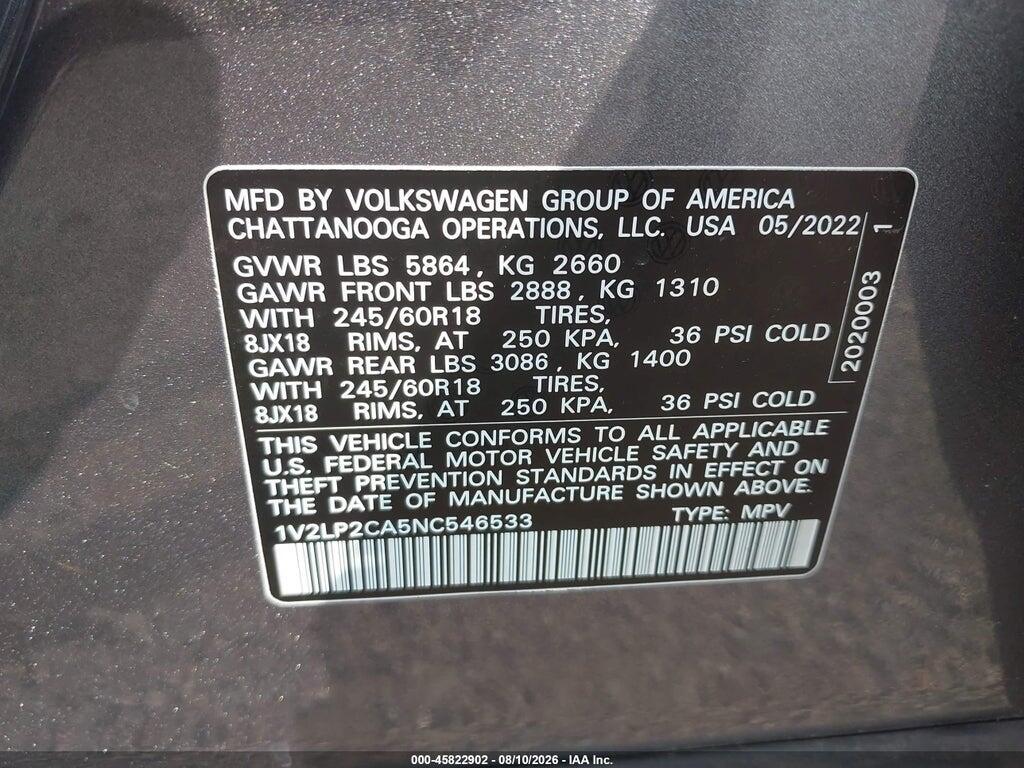 1V2LP2CA5NC546533 2022 VOLKSWAGEN ATLAS photo no. 9